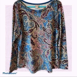 Chico's Paisley Print Scoop Neck Top